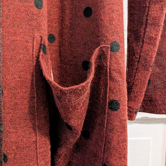 LuLaRoe Sarah Cardigan, size S, new but without tags, redish brown with black po - Picture 3 of 5